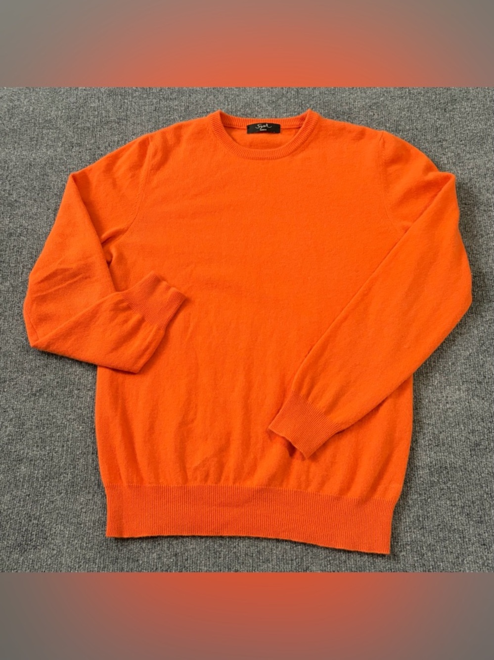 Sigal Perugia 100% Cashmere Sweater Orange Crew Neck Italy Mens XL